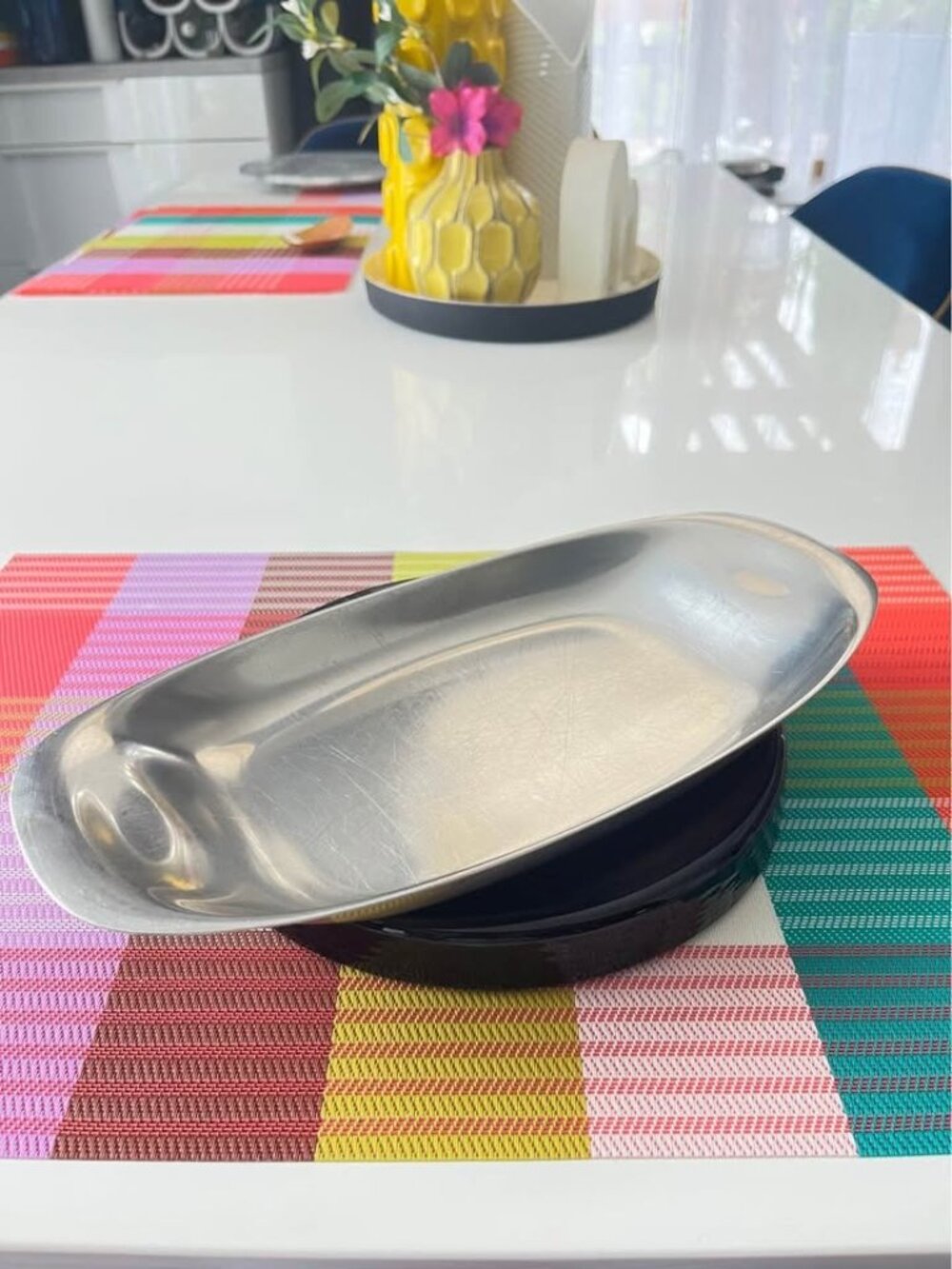 Vintage WMF Cromargan stainless steel oval appetizer tray-Germany
